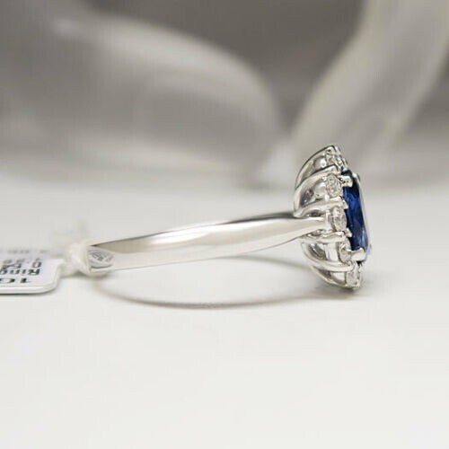 1.85 Ct Natural Sapphire Diamond Engagement Proposal Ring 14K Solid White Gold