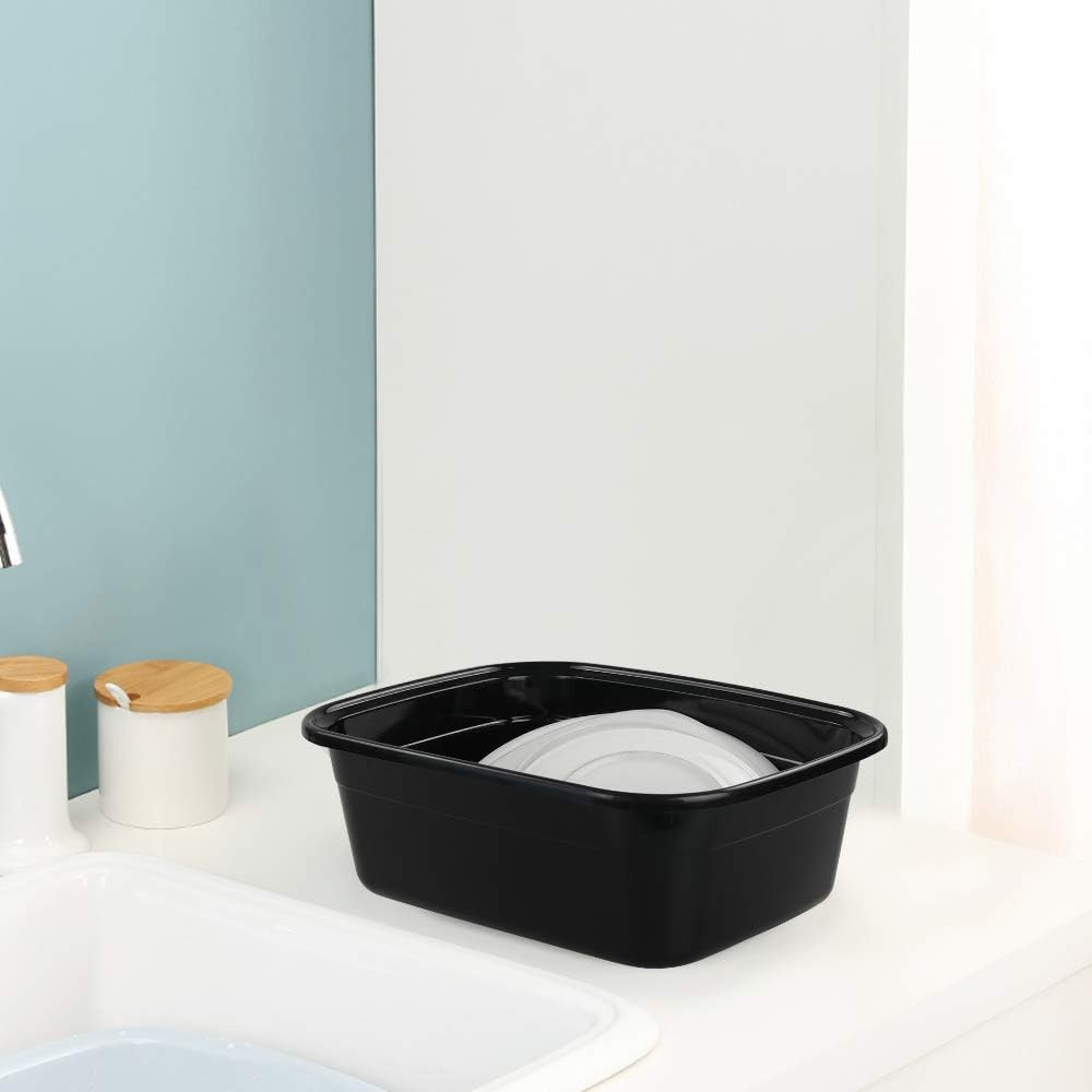 Plastic Dish Pan, Black Washing Basin, 14 Quart, 4-Pack