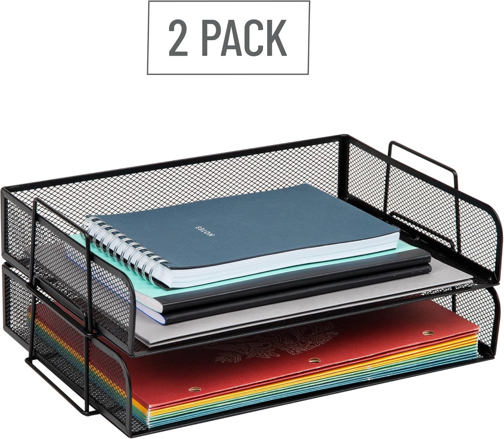 Mind Reader Stackable Paper Tray, Desktop Organizer, File Storage, Office, Metal