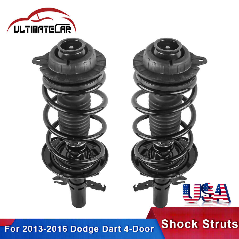 Set 2 Complete Front Shock Struts w/ Coil Spring For 2013-2016 Dodge Dart SE SXT