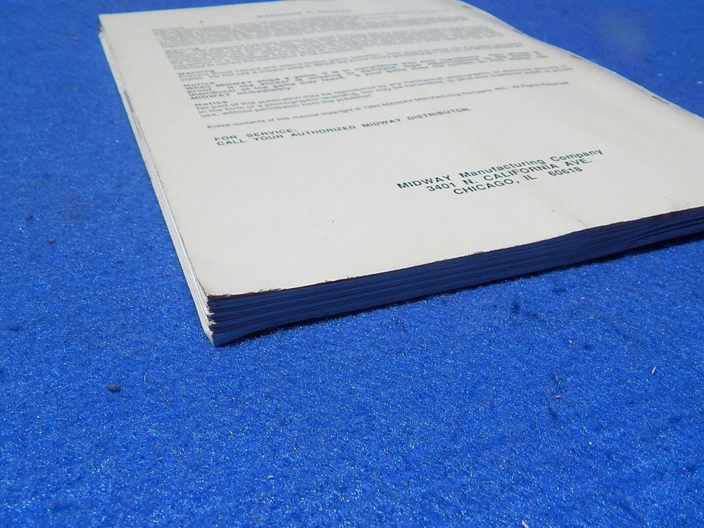 1993 Midway MORTAL KOMBAT KIT Operations Manual