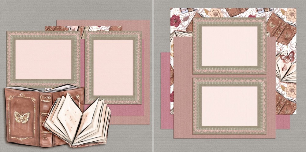 Love Reading - 2 Premade Scrapbook Pages - EZ Layout 5486