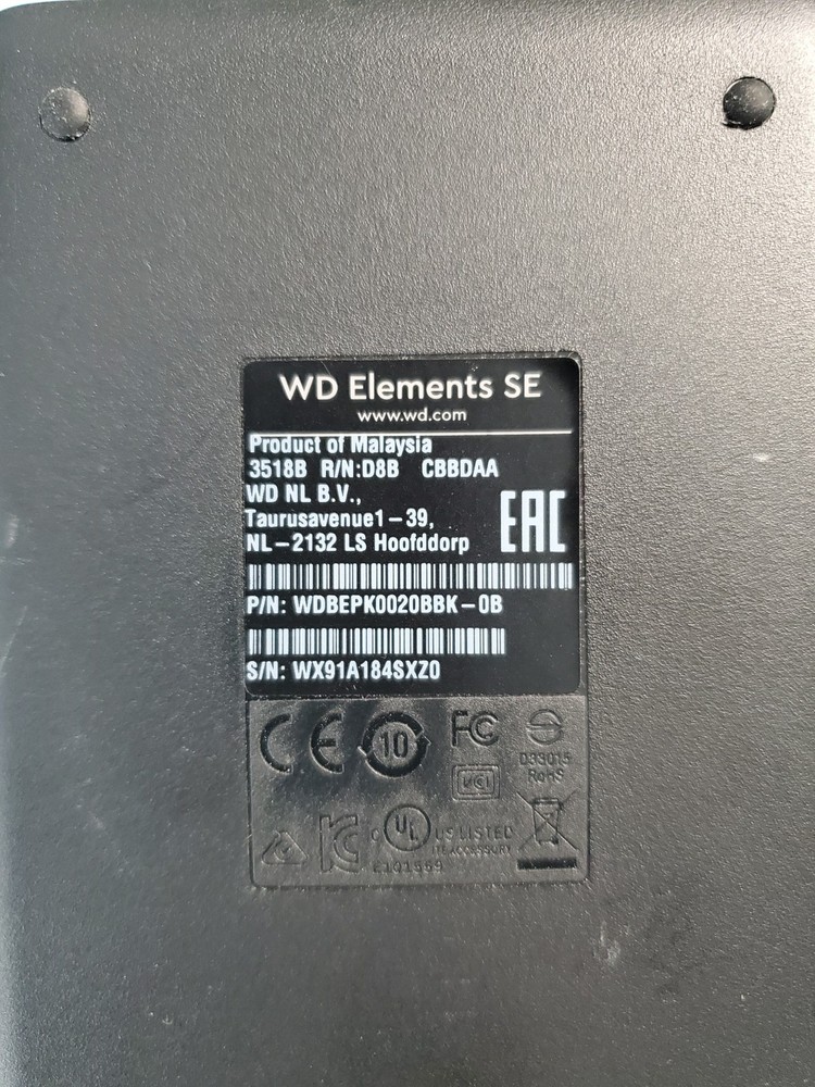 WD Elements SE 2TB External Hard Disk Drive WDBEPK0020BBK-0B w/Cable | C662