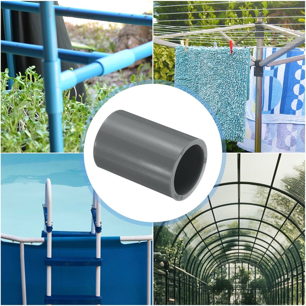2 Pcs PVC Pipe Fitting 2.5 Inch Coupling Adapter (Socket x Socket), Grey