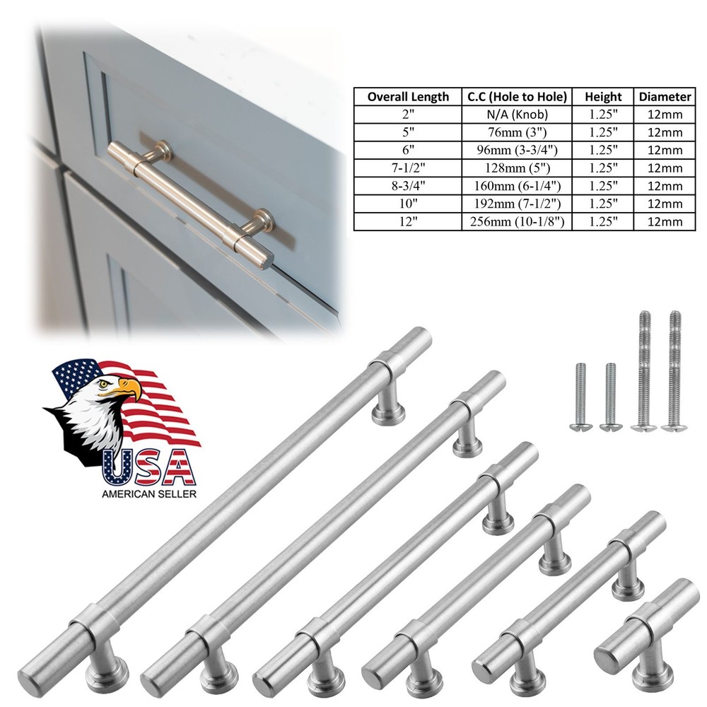 Brushed Nickel Kitchen Cabinet Handles Bathroom Knobs Bar Pulls Stainless Steel