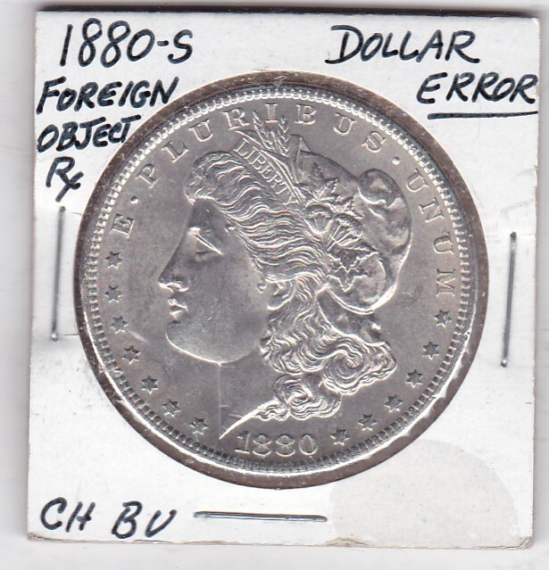 1880-S MORGAN DOLLAR BU  TINY OBJECT IN PLANCHET ON REVERSE