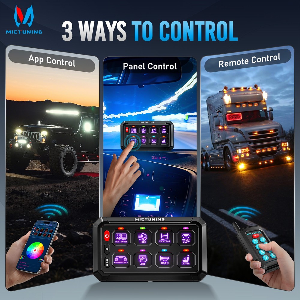 MICTUNING P1Y APP Wireless Remote RGB Switch Panel Circuit Relay Control System