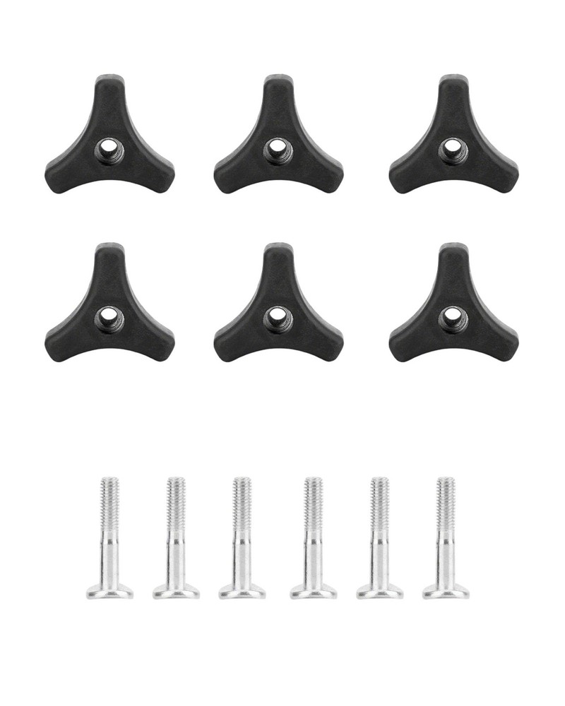 6 Sets Lawn Mower Handle Knobs Nut Bolt, Triangle Knob Black+Silver