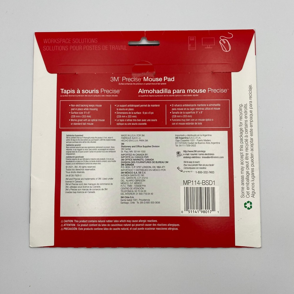 NEW 3M Precise Optical Mouse Pad [Non-Skid Foam Back]: 9 in. x 8 in. (Bitmap)