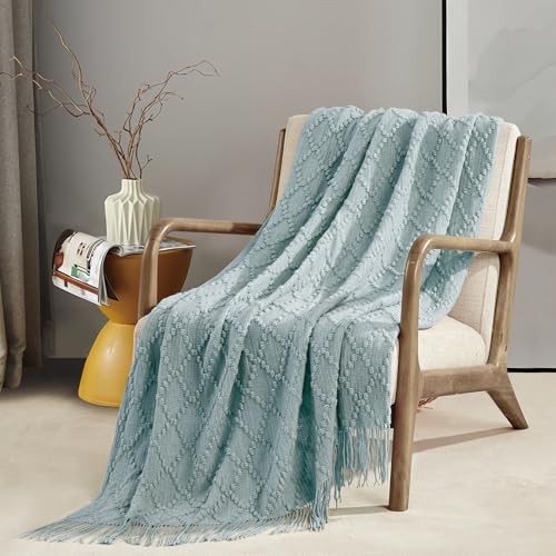 Throw Blanket 50x60 Inches Throw Textured Solid Soft Sofa Couch 50"x60" Beige