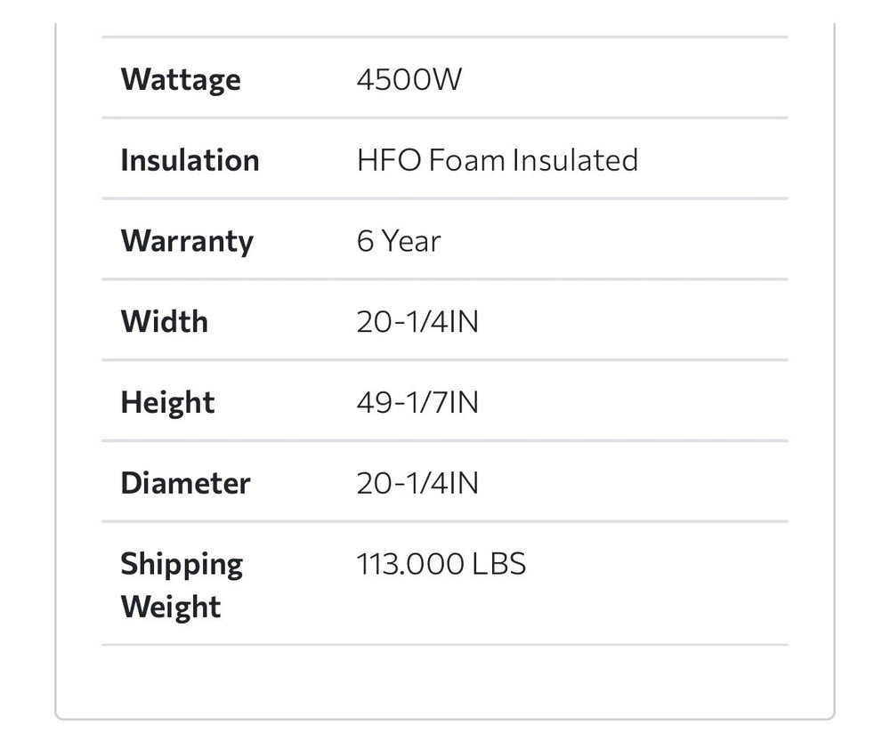 American Standard Water Heaters ENS40T-6