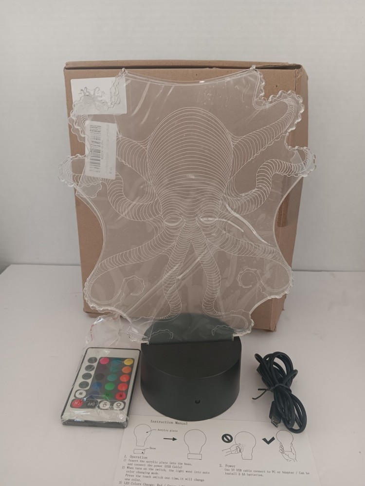 Octopus 3D LED Battery USB Night Light 7 Colour Changing Lamp