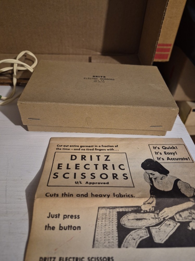 VTG DRITZ ELECTRIC SCISSORS ORG BOX INSTRUCTIONS HOLDER ORIGINAL RECEIPT TESTED