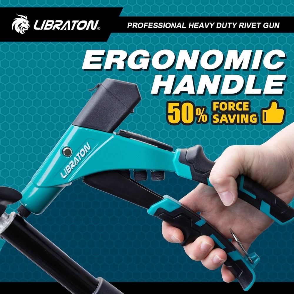 Robust Manual Riveting Tool with Interchangeable Heads - Strong & Efficient