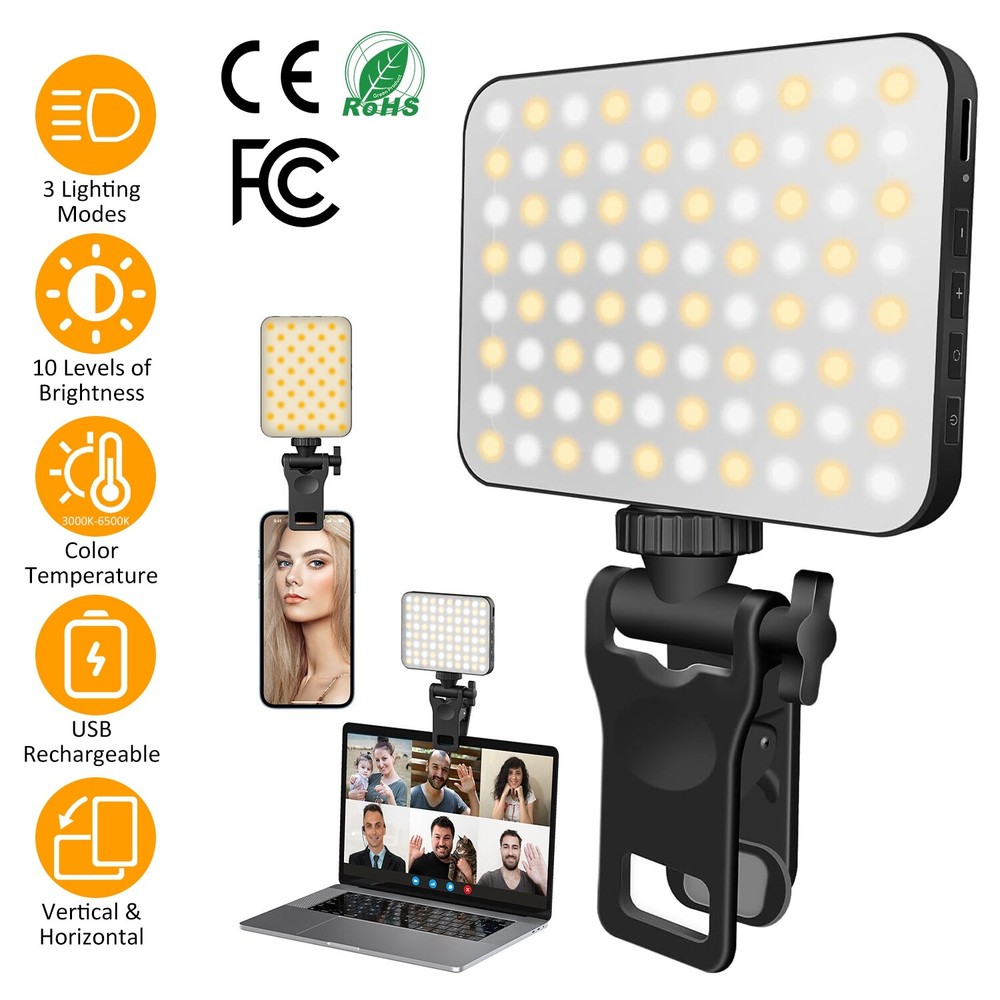 Selfie Light Phone Light with Clip, 80 LED 2000mAh Rechargeable Camera Light
