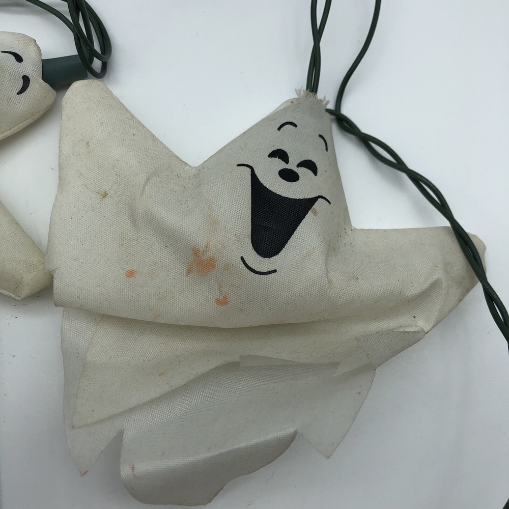 Vintage Halloween string light Ghosts & Pumpkin blow mold Stained ghosts