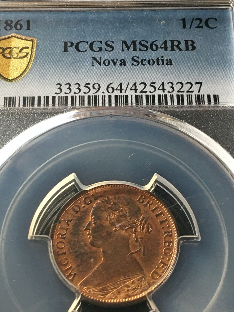 1861 PCGS Graded Nova Scotia ¢1/2 Cent, **MS-64** #3227