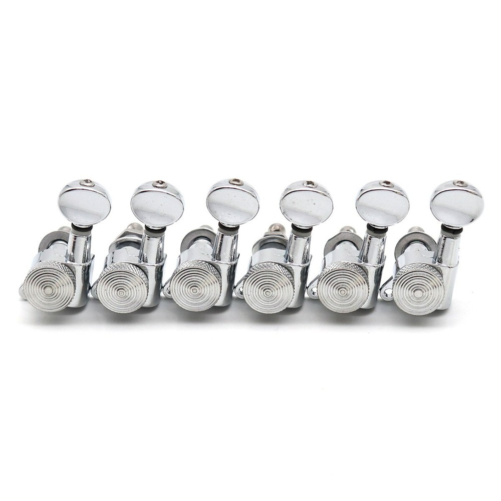 6L inline Guitar Threaded Locking Tuners String Tuning Pegs Machine Heads Silver