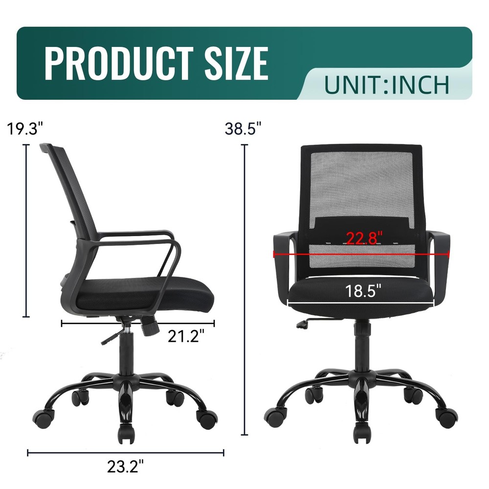 BestOffice Swivel Rolling Computer Chair Executive Lumbar Support Task Mesh C...