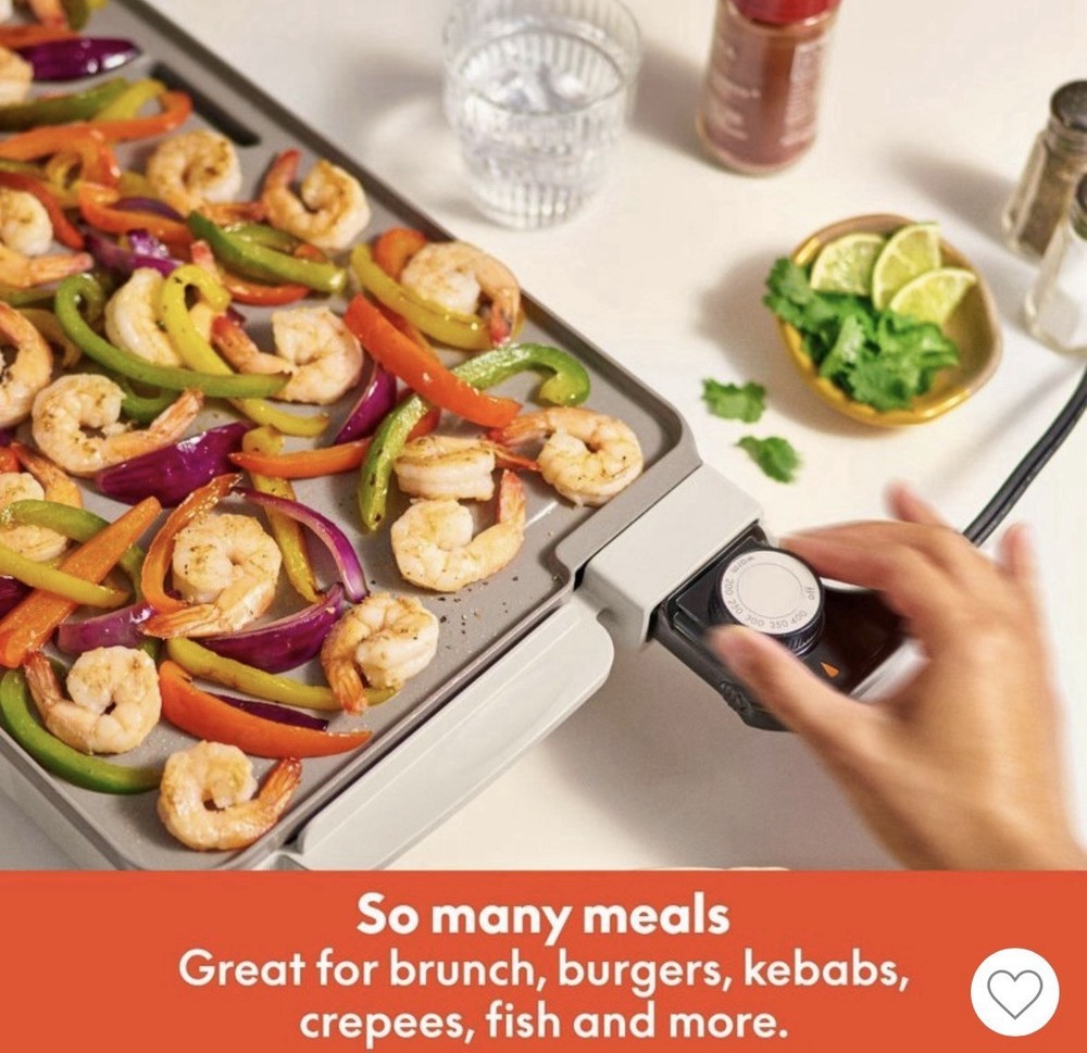 Bella 12" x 22" XL Griddle with Warming Tray Cooking Surface