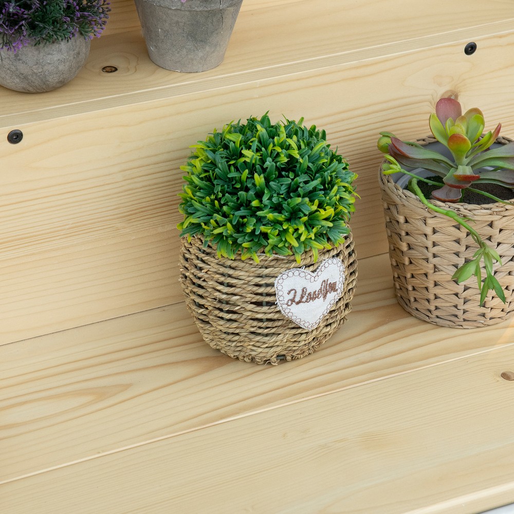 Outsunny Hanging Deck Table, Foldable Balcony Desk, Natural