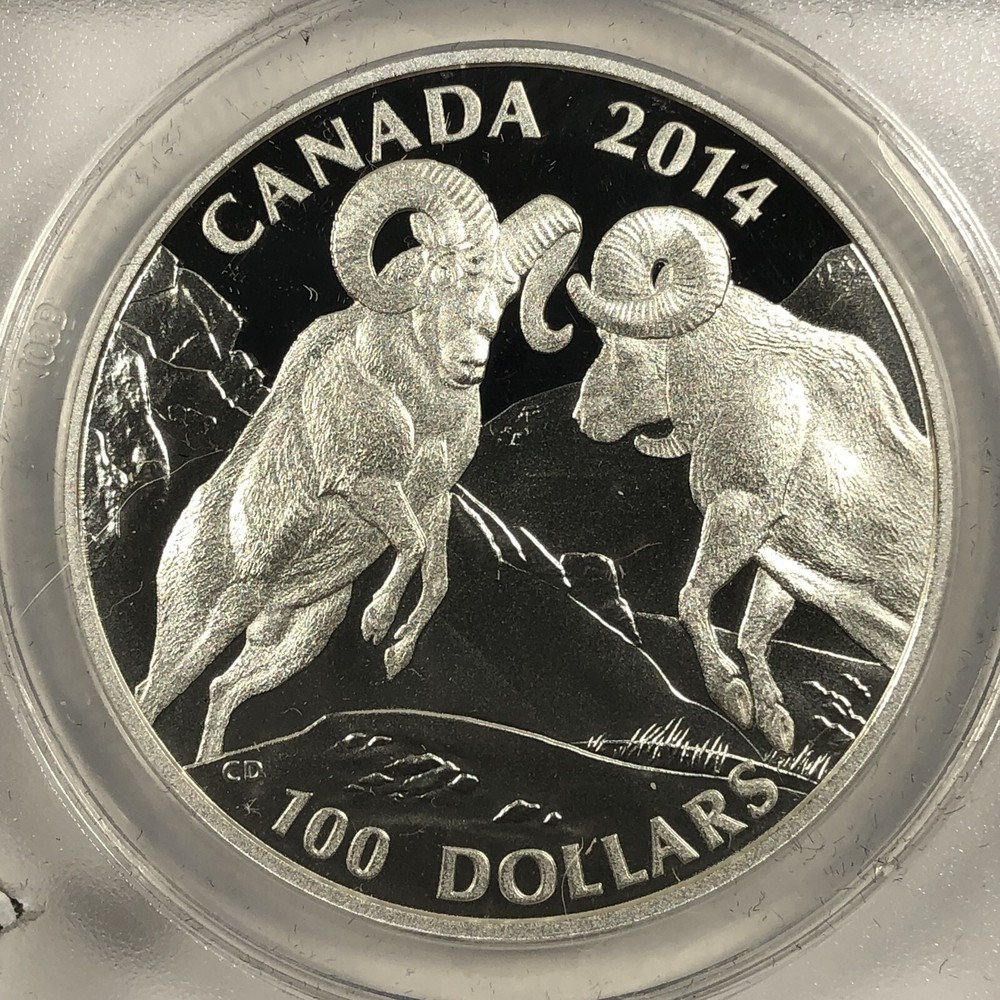2014 Canada Big Horn Sheep. Silver $100. ANACS SP70.