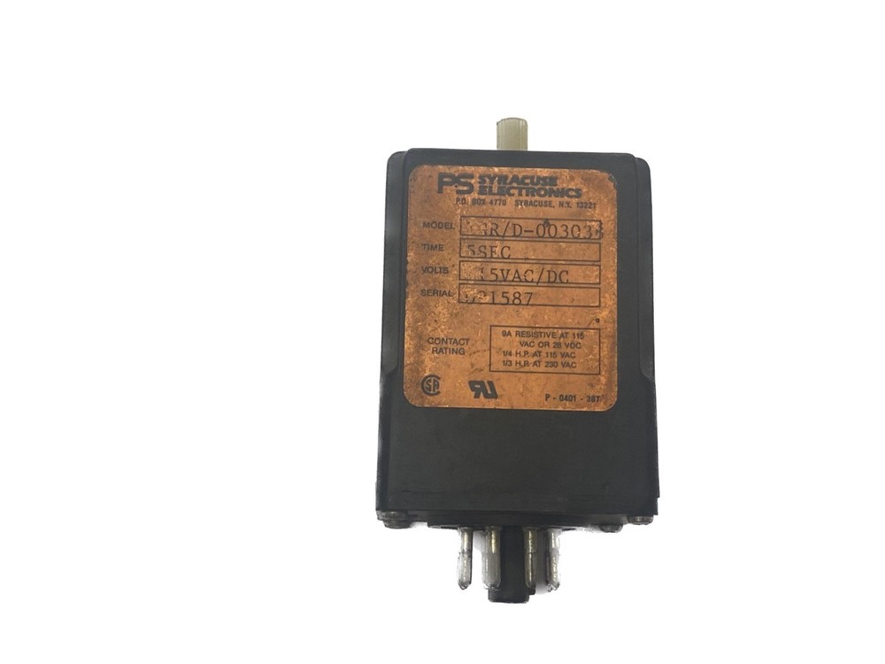 USED PS Syracuse Electronics 115VAC/DC 5 Sec Range 8 Pin Time Delay Relay
