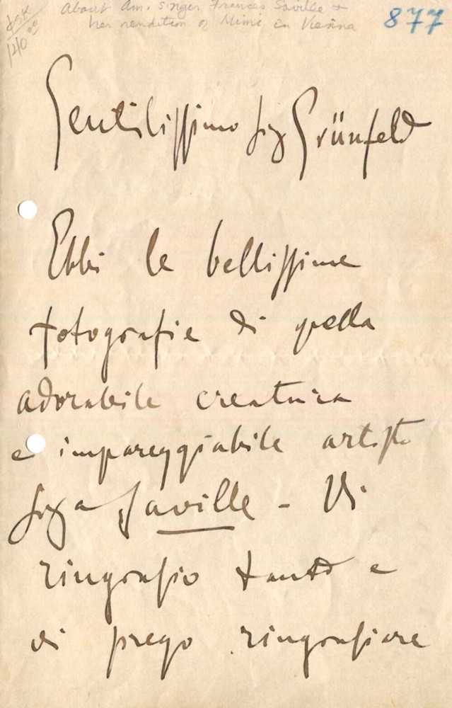 COMPOSER Giacomo Puccini autograph letter signed & mounted