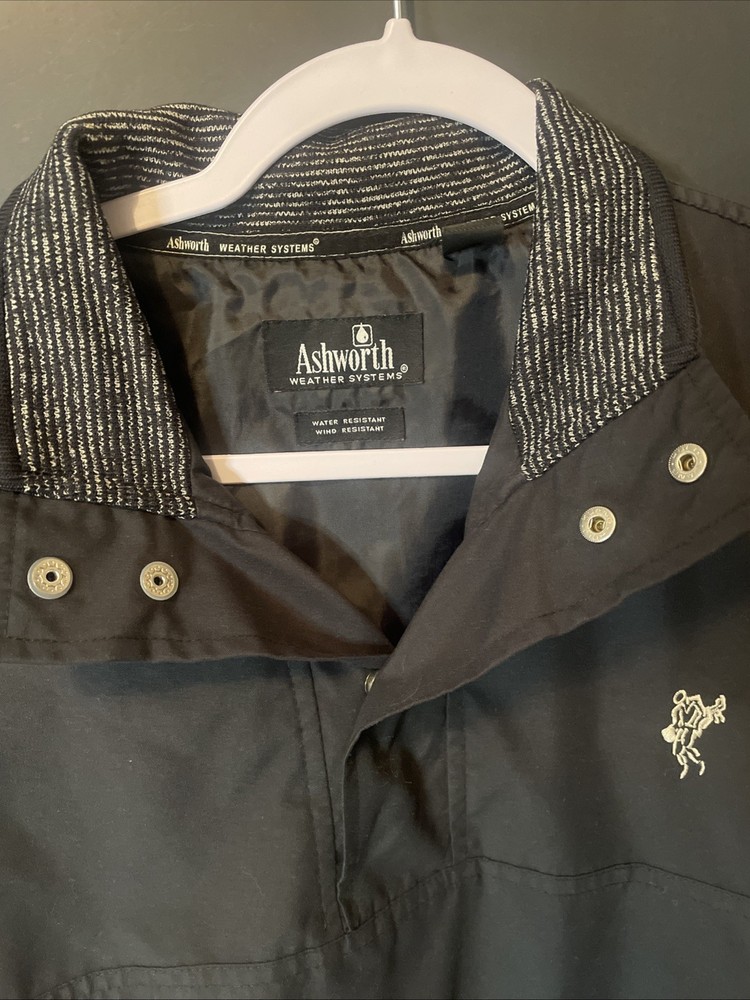 Ashworth Weather System Golf Pullover Jacket Men’s M Black Water Wind Resistant