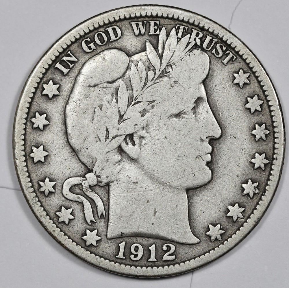 1912-s Barber Half Dollar.  Fine.   212737