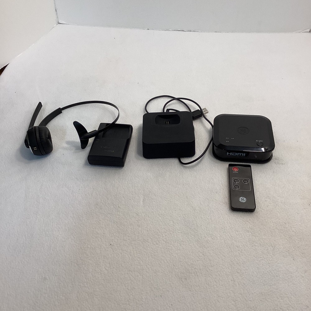 Mixed Electronics Lot, Headset Charger HDMI Switch, Remote Control