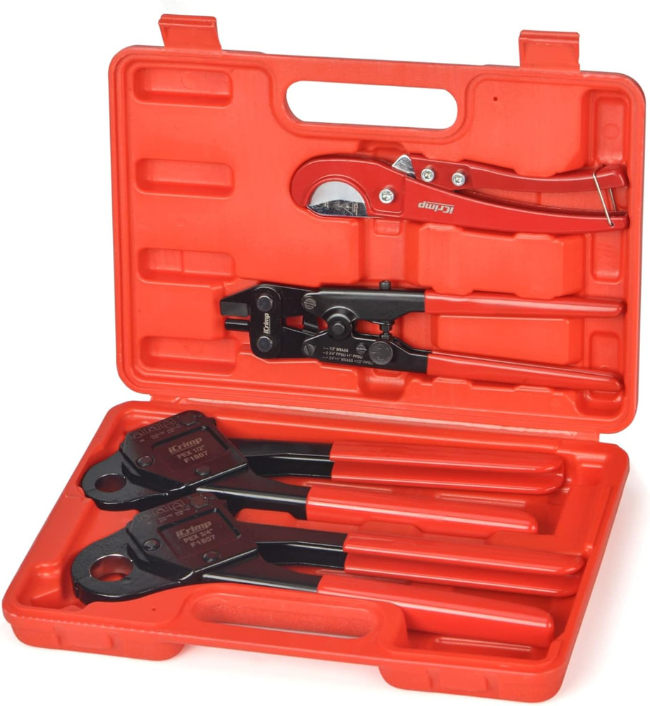 IWS-1807CN PEX Crimping Tool Kit with PEX Crimpers, PEX Tubing Cutter, Copper Ri