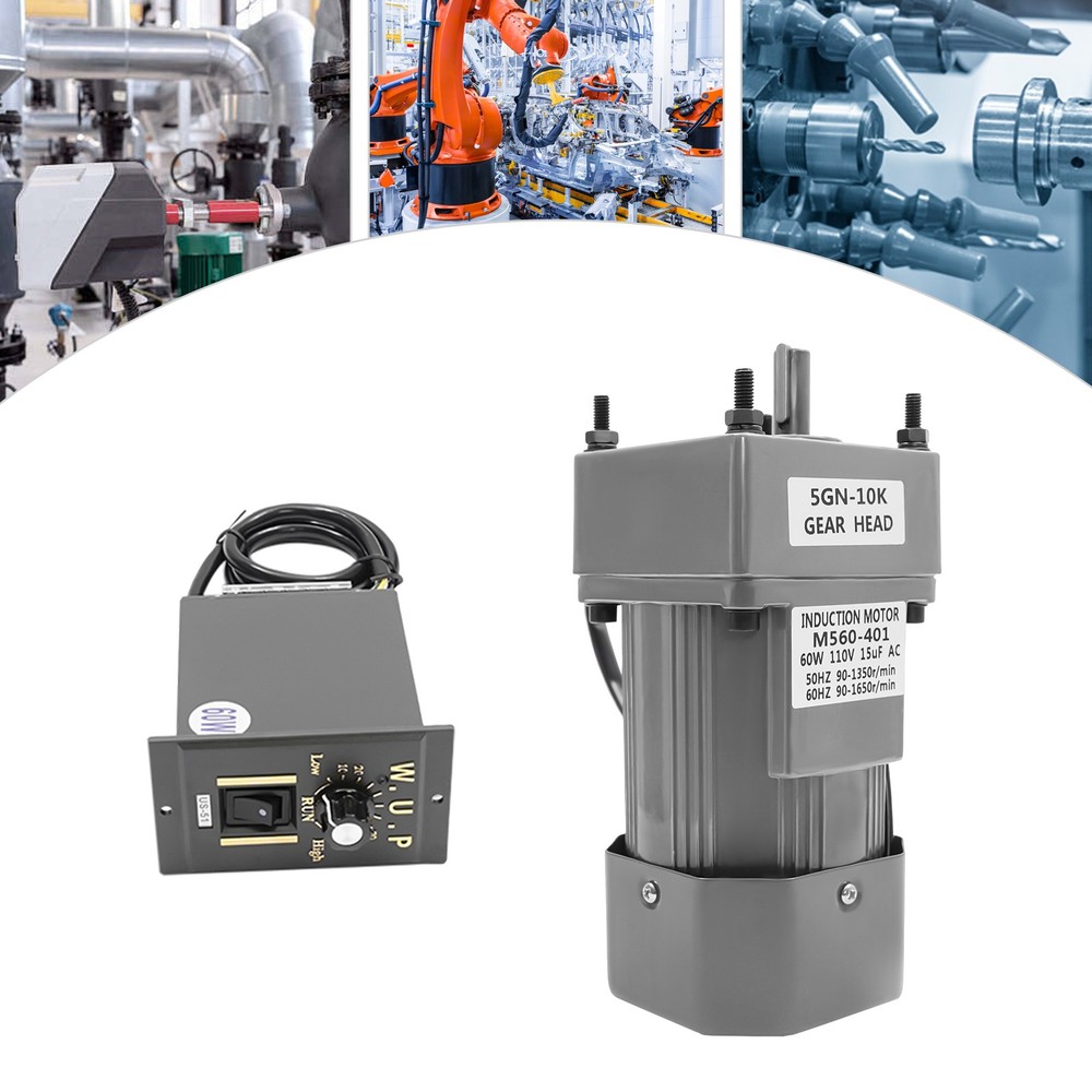 110V 60W AC Gear Motor Electric Variable With Speed Controller Single-phase 1:10