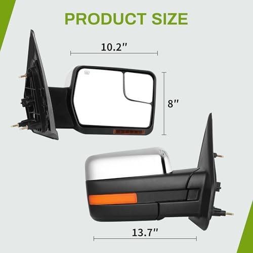 Right Passenger Side Mirror Towing Mirror Compatible with 2004-2014 Ford