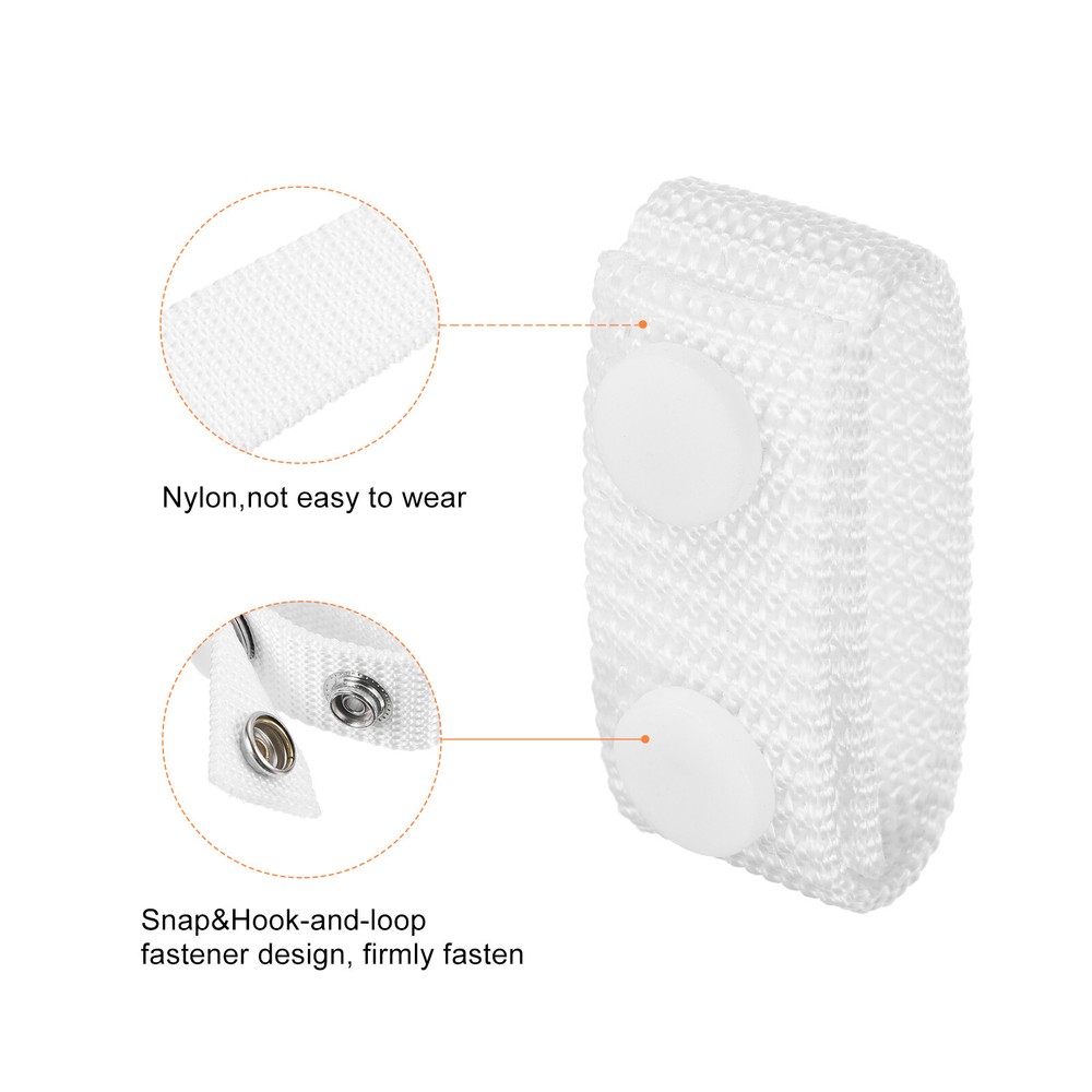 Belt Keeper, 4Pcs Nylon Webbing Loop with Double Snaps Belt, White