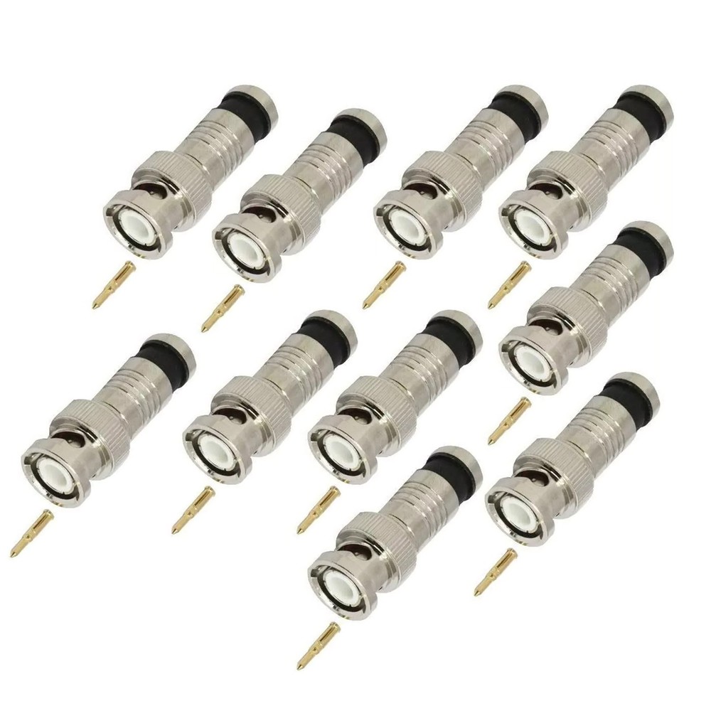 10PCS Durable BNC Compression Connector Adapter for CCTV Camera RG6 Coax Cables