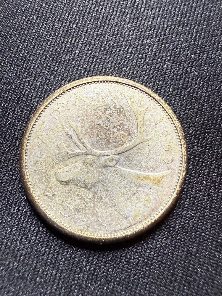 1959 Canada 25 Cents Coin Silver