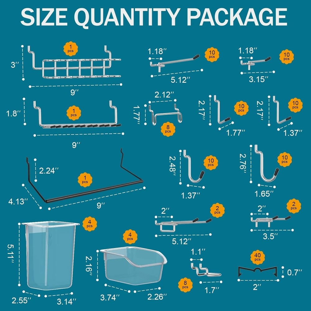 Peg Board Kit, Includes Pegboard and Accessories,with Hooks and Bins,Peg Boar...