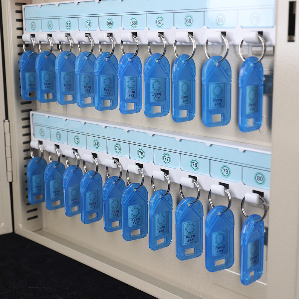Wall-Mounted 80-Key Storage Cabinet with Security Lock and Tags