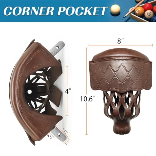 Billiard Pool Table Pockets Heavy Duty PU Leather Billiard Pockets Set of
