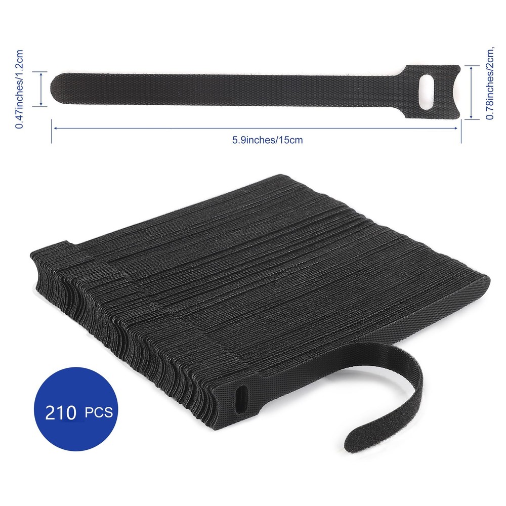 Reusable Hook Loop Cable Ties 210 PCS 6in Adjustable Cable Organizer