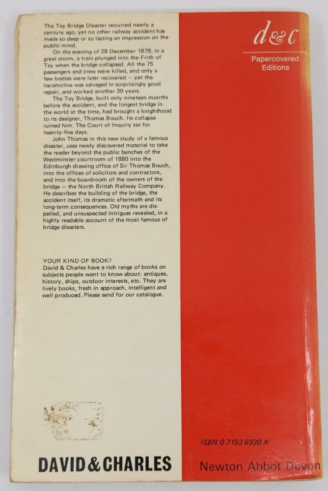 Tay Bridge Disaster Paperback Book By John Thomas