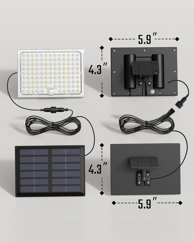 Solar Outside Lights with 113 LEDs 7000K, Motion Sensor, 2 Pack