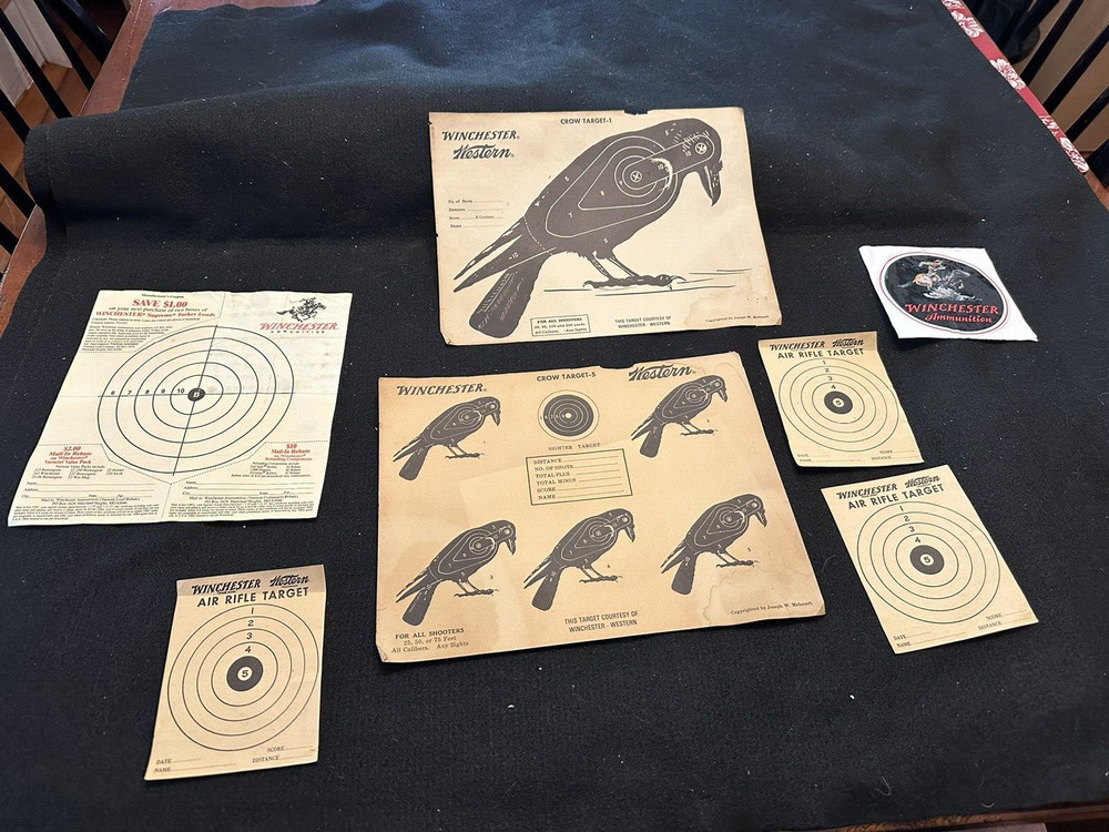 Six Assorted Vintage Winchester Targets + Decal