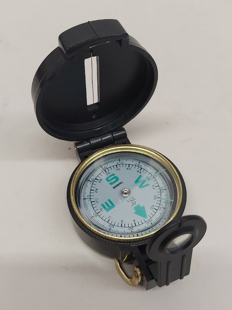 Vintage Engineer Lensatic Black Directional Compass, Floating Dial