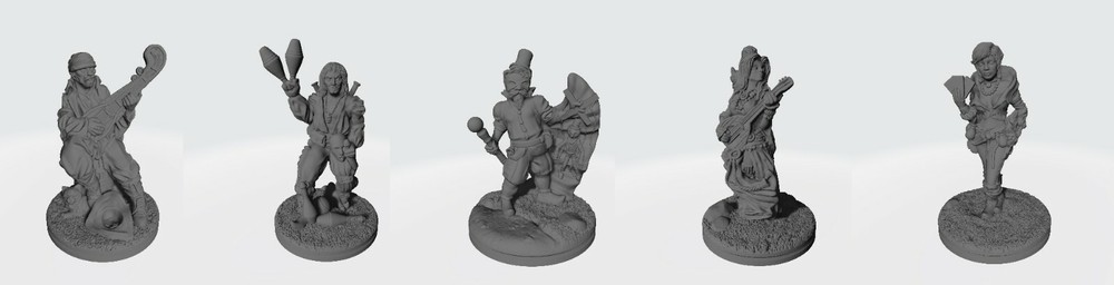 Troupe x 5 miniatures, Dungeons & dragons, D&D, Pathfinder, Tabletop