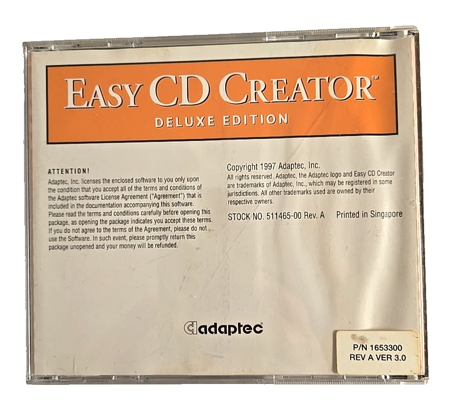 Vintage ADAPTEC Deluxe Edition Easy CD Creator 1997