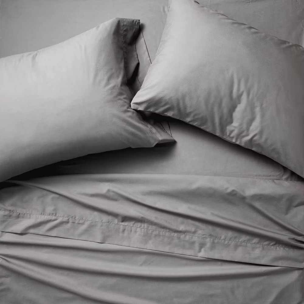 Standard 400 Thread Count Percale Pillowcases Dark Gray - Casaluna