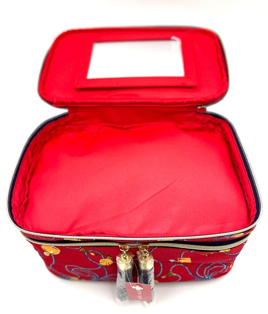Estee Lauder Double Layer Makeup Train Case Bag with Handle & Build in Mirror