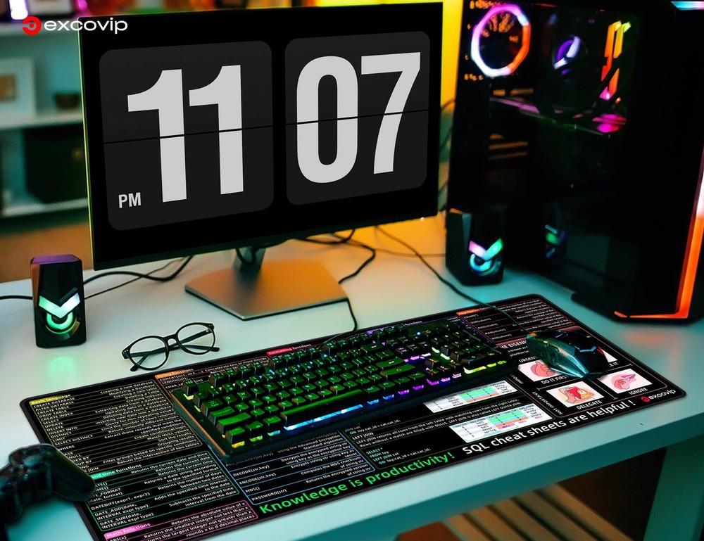 SQL Cheat Sheet Mouse Pad Database Shortcut Key Mat Large Anti Slip 80x30 cm